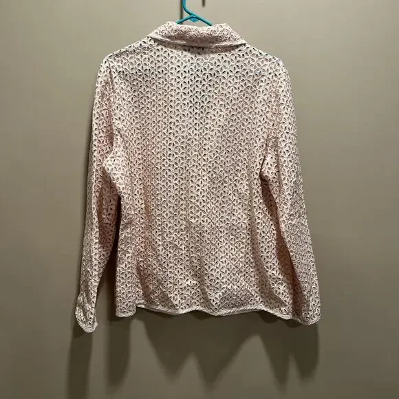 Susan Graver Style Women's Eyelet Embroidered Pink Jacket XL Event Spring Floral - Picture 5 of 11